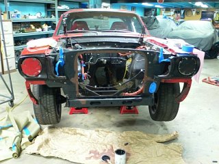 Fastback Mustang - Radiator Support Cleaned and Primered